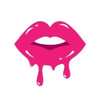 Melting glossy colored and sexy parted lips. vector
