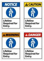 Warning Confined Space Sign Lifeline Required For Entry vector