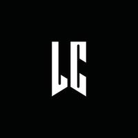 Monograma del logotipo de LC con estilo emblema aislado sobre fondo negro vector