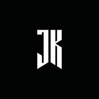 Monograma del logotipo de JK con estilo emblema aislado sobre fondo negro vector