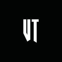VT logo monogram with emblem style isolated on black background vector