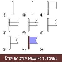 juego para niños para desarrollar habilidades de dibujo con un nivel de juego fácil para niños en edad preescolar, tutorial educativo de dibujo para la bandera azul. vector