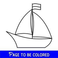 Barco divertido para colorear, el libro para colorear para niños en edad preescolar con un nivel de juego educativo fácil, medio. vector