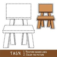 Drawing worksheet for preschool kids with easy gaming level of difficulty, simple educational game for kids one line tracing of Chair. vector