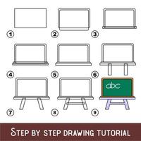 juego para niños para desarrollar habilidades de dibujo con un nivel de juego fácil para niños en edad preescolar, dibujo tutorial educativo para tablero verde. vector