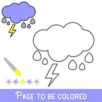 Funny Rain to be colored, the coloring book for preschool kids with easy educational gaming level. vector