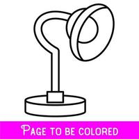 Funny Study Lamp to be colored, the coloring book for preschool kids with easy educational gaming level, medium. vector