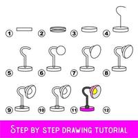 Kid game to develop drawing skill with easy gaming level for preschool kids, drawing educational tutorial for Study Lamp. vector