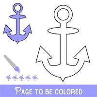 Funny Anchor to be colored, the coloring book for preschool kids with easy educational gaming level. vector