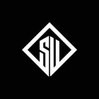 SU logo monogram with square rotate style design template vector