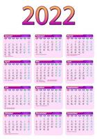 One page calendar 2022 vector