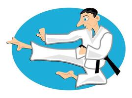 hombre de karate de patada lateral voladora vector