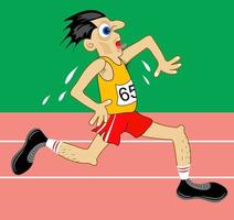 A Sweaty Athlete Racing on the Track vector