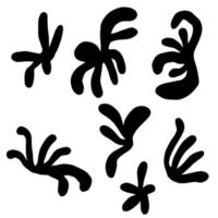 Set of Matisse organic shapes, splashes icons isolated on white background. Uneven shapes. vector