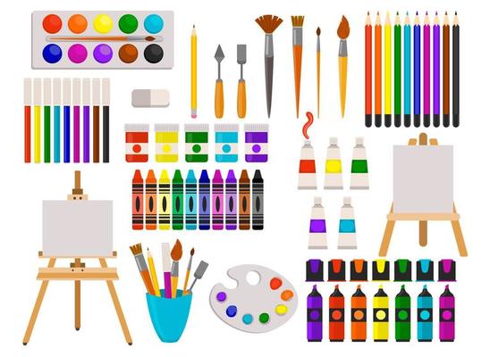 Art Supplies Flat Line Icons Set Oil Paints Watercolor Drawing Paper  Sketchbook Pallette Stationery Vector Illustrations Thin Signs For Artistic  Store Pixel Perfect 64x64 Editable Strokes Stock Illustration - Download  Image Now 