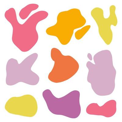 Set of splash icons isolated on white background. Uneven shapes. Cute smears, creative blots, spatters.