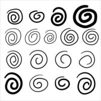 Set of abstract doodle swirls isolated on white background. vector