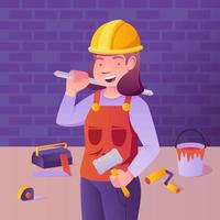 personaje femenino de construcción vector