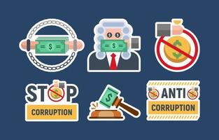 Anti-Corruption Sticker Set vector