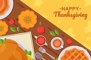 Thanksgiving Dinner Turkey Pumpkin Background vector