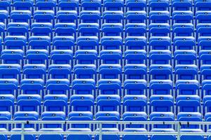 Empty Blue Bleachers photo