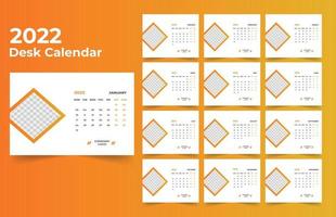 2022 Desk Calendar Template Design vector