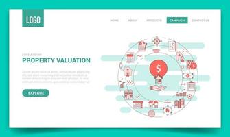 property valuation concept with circle icon for website template or landing page homepage vector