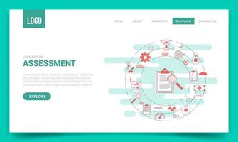 business assessment concept with circle icon for website template or landing page homepage vector