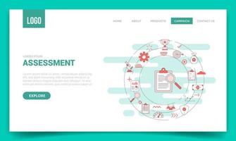 business assessment concept with circle icon for website template or landing page homepage vector