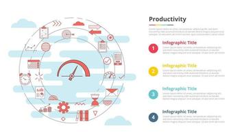 concepto de productividad para banner de plantilla infográfica con información de lista de cuatro puntos vector