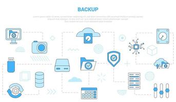 backup concept with icon set template banner with modern blue color style vector