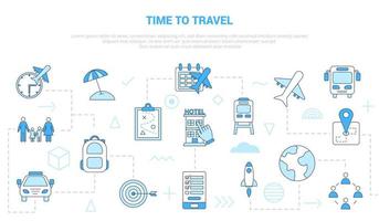 time to travel concept with icon set template banner with modern blue color style vector