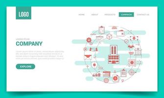 company business concept with circle icon for website template or landing page homepage vector