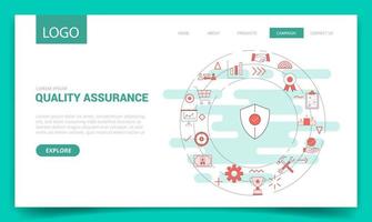 qa quality assurance concept with circle icon for website template or landing page homepage vector