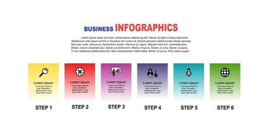 ilustración vectorial. Plantilla de opciones de número de infografías abstractas. se puede utilizar para el diseño de flujo de trabajo, diagrama, negocios 6 pasos, banner, diseño web. vector