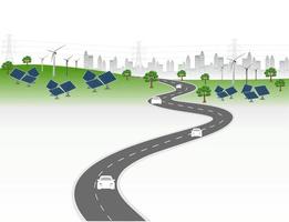 Power generation system renewable Clean energy from nature, such as wind, solar, water energy, can be used to produce electricity.Vector template infographic Timeline of business operations with flags vector