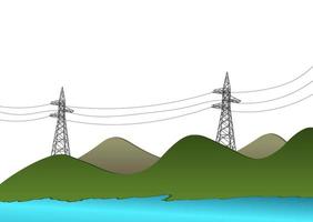 Electric pole .High Voltage transmission systems. A network of interconnected electrical in all areas. Symbols, steps business planning Suit. presentation, and advertisement.  Vector illustration.