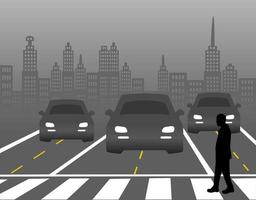 Cars careful driving. Road safety. Be careful of people crossing the road. For people using crosswalk To reduce accidents and to respect the traffic rules. Symbols, steps for successful. vector