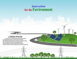 Power generation system renewable Clean energy from nature, such as wind, solar, water energy, can be used to produce electricity.Vector template infographic Timeline of business operations with flags vector