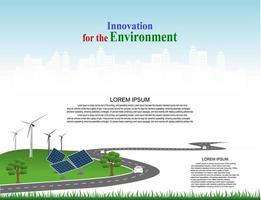 Power generation system renewable Clean energy from nature, such as wind, solar, water energy, can be used to produce electricity.Vector template infographic Timeline of business operations with flags vector