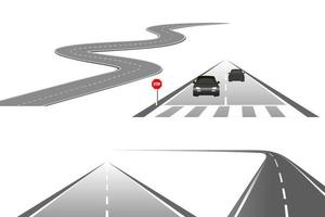 Roadway journey to the future. Asphalt street isolated on white background. Symbols Way to the goal of the end point. Path mean successful business planning Suitable for advertising and presentstation vector