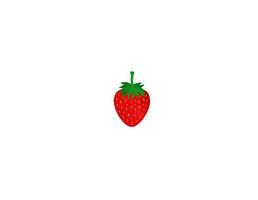 Vector isolated strawberry on white background. Garden strawberry fruit or strawberries flat color icon. fresh farm organic berry used for magazine, poster, web pages. Realistic sweet fruit.