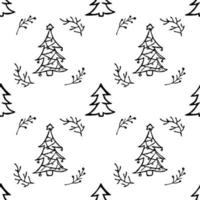 seamless pattern with christmas trees on white background vector