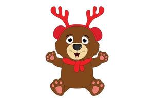 cute bear cartoon in christmas vector