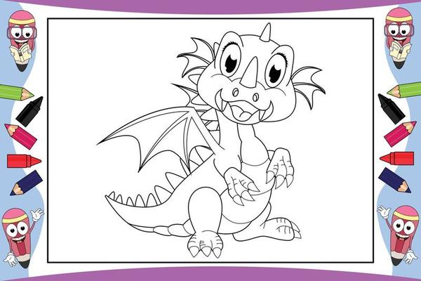 coloring dragon cartoon for kids