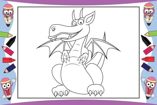 coloring dragon cartoon for kids