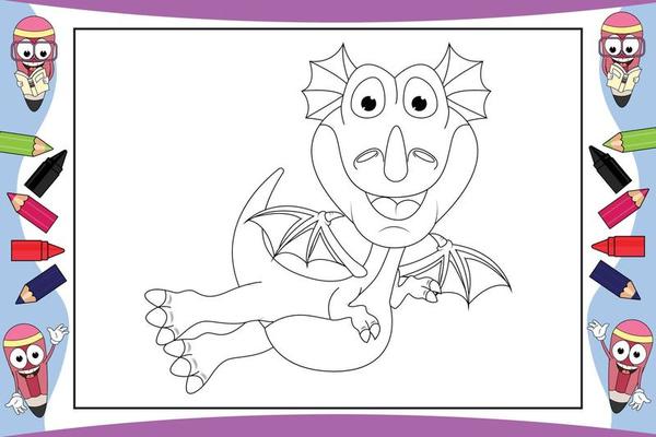 coloring dragon cartoon for kids