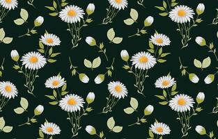 daisy flowers seamless pattern vector