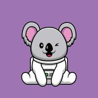 lindo koala astronauta sentado ilustración vector