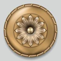 Vintage ornamental detail, isolated. Metal flower blossom. vector